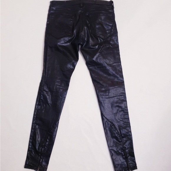 ALL SAINTS Spitalfields Petrel Brodie Faux Leather Wax Coated Black Jeans - Picture 5 of 9